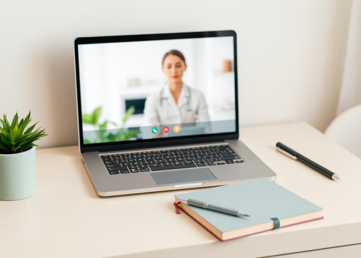 Laptop set up for an online homeopathy consultation